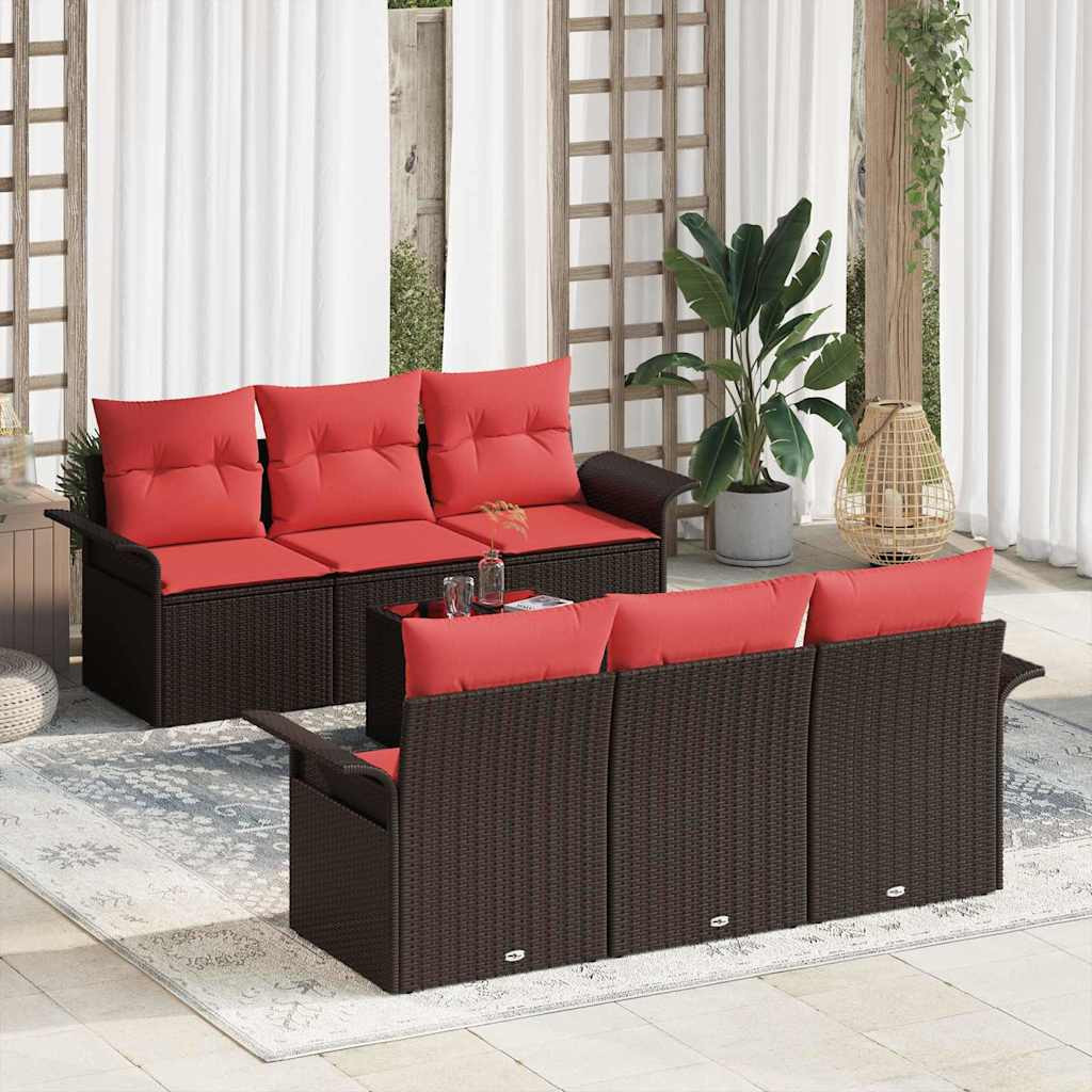 vidaXL Gartensofa-set mit Kissen 7 pcs Braun Poly-Rattan