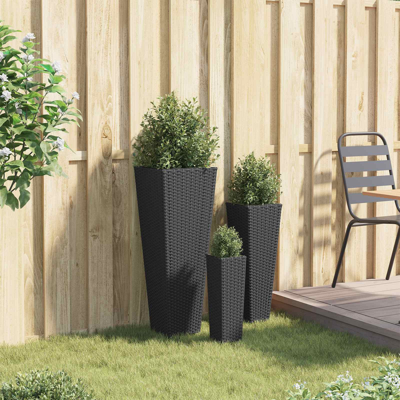 vidaXL Set für Outdoor 3 pcs Schwarz Metall