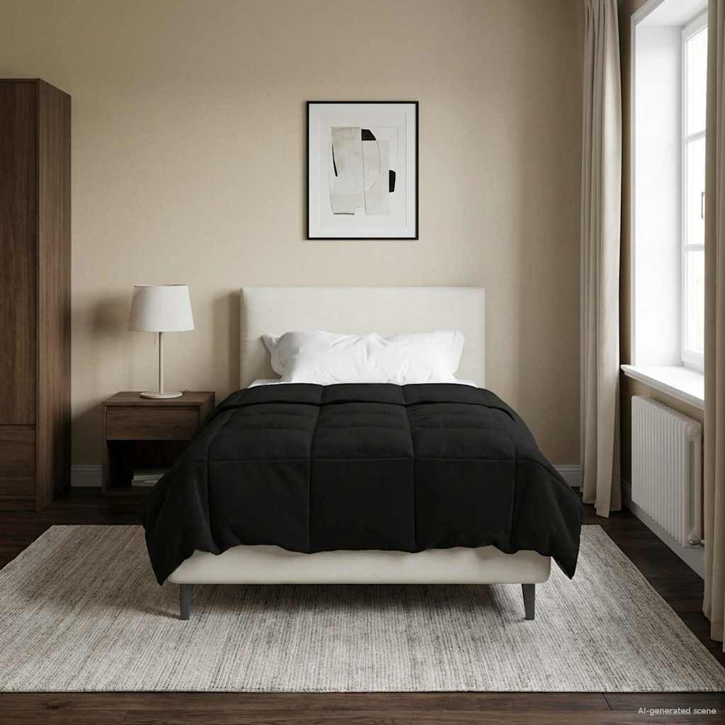 vidaXL Sommerdecke Gepolstert Schwarz 135 x 220 cm Mikrofaser