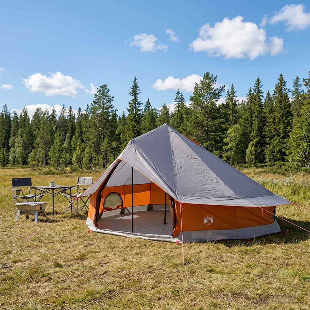 vidaXL Tipi Zelt mit Dach Grau und Orange 800 x 800 x 430 cm