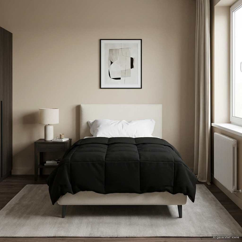 vidaXL Sommerdecke Gepolstert Schwarz 140 x 220 cm Mikrofaser