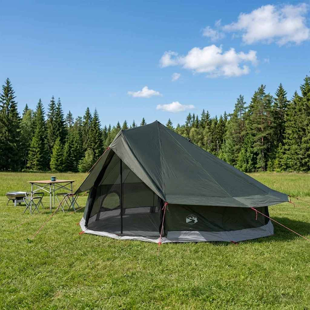 vidaXL Tipi Zelt Olivegrün 800 x 800 x 430 cm Polyester und Stahl