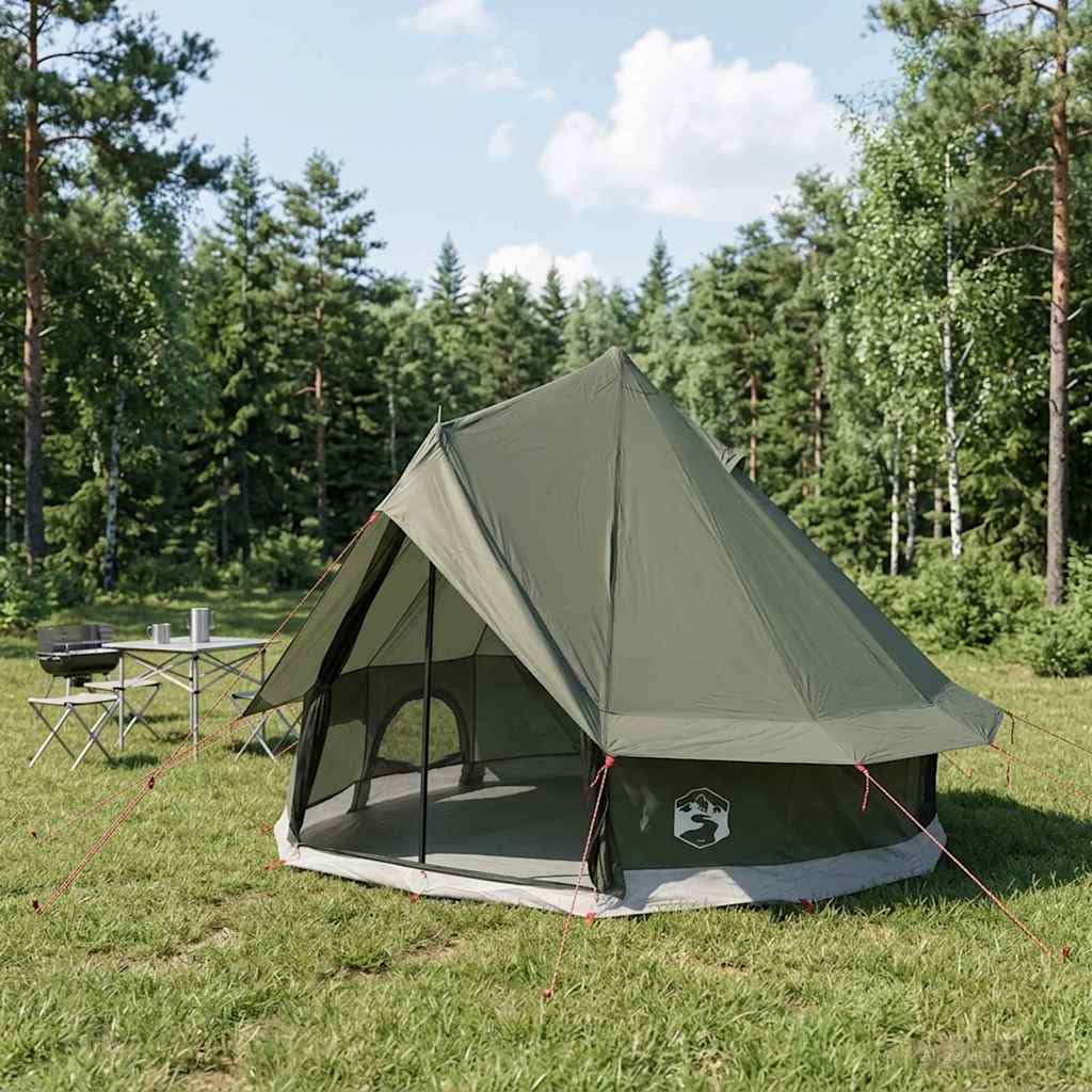 vidaXL Tipi Zelt mit Dach Olivegrün 250 x 250 cm Polyester und Stahl