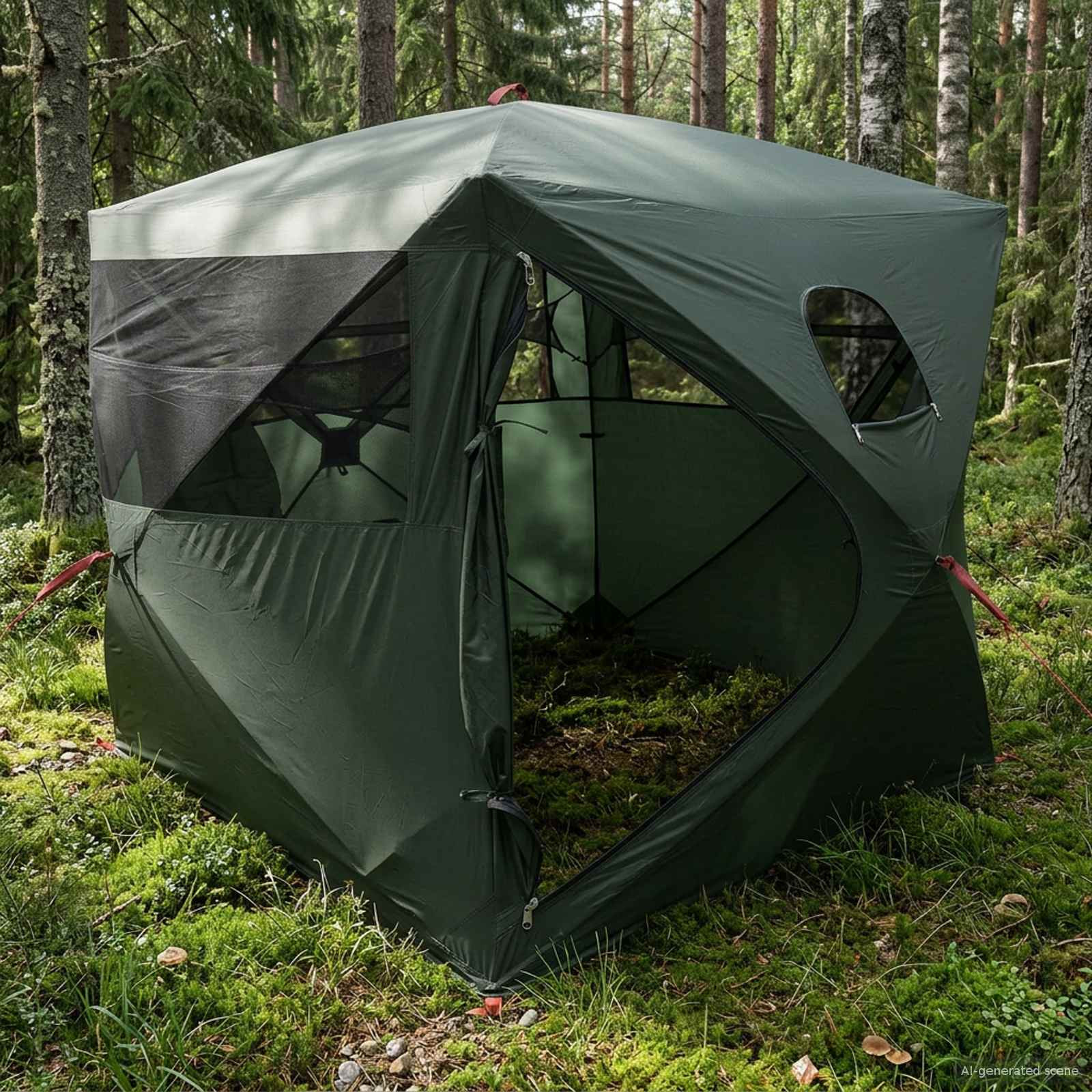 vidaXL Huntingzelt Olivegrün 143 x 143 x 165 cm Polyester und Stahl