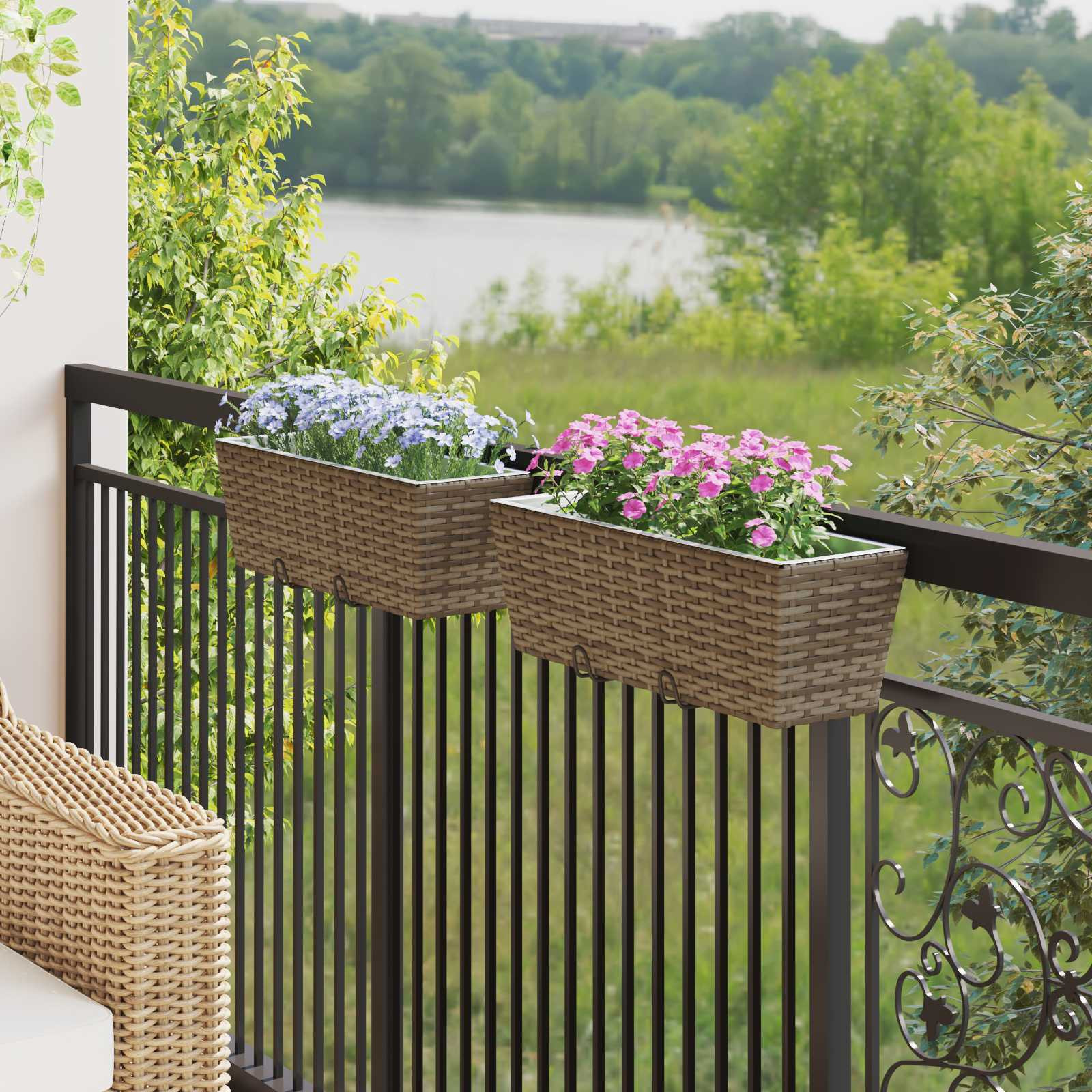 vidaXL Balkon 2 pcs 50 x 17 x 17 cm Metall
