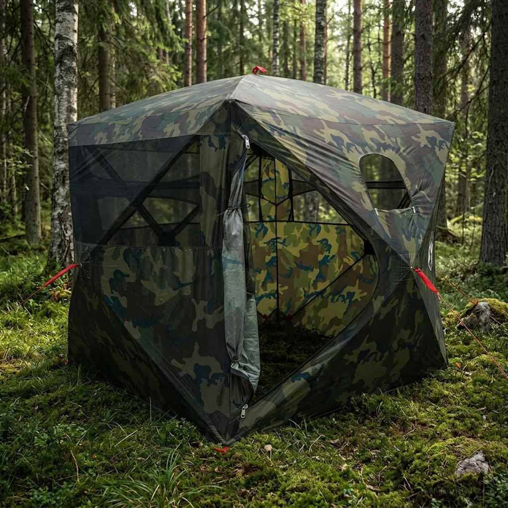 vidaXL Huntingzelt Tarnung 143 x 143 x 165 cm Polyester und Stahl