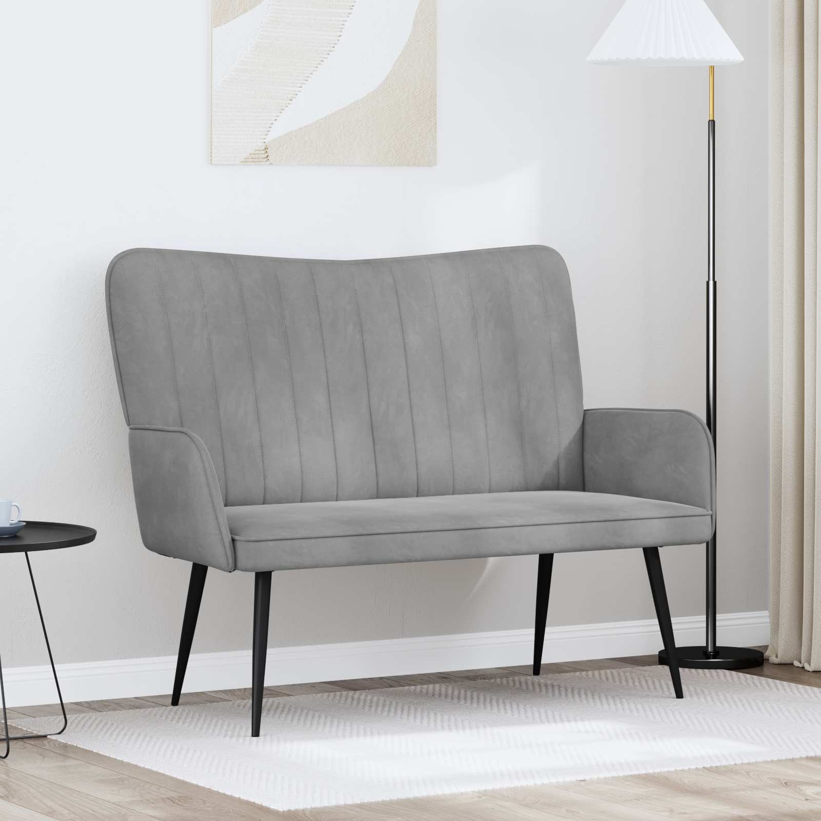 vidaXL 2-Sitzer Sofa Hellgrau 115 x 61 x 87 cm Samt