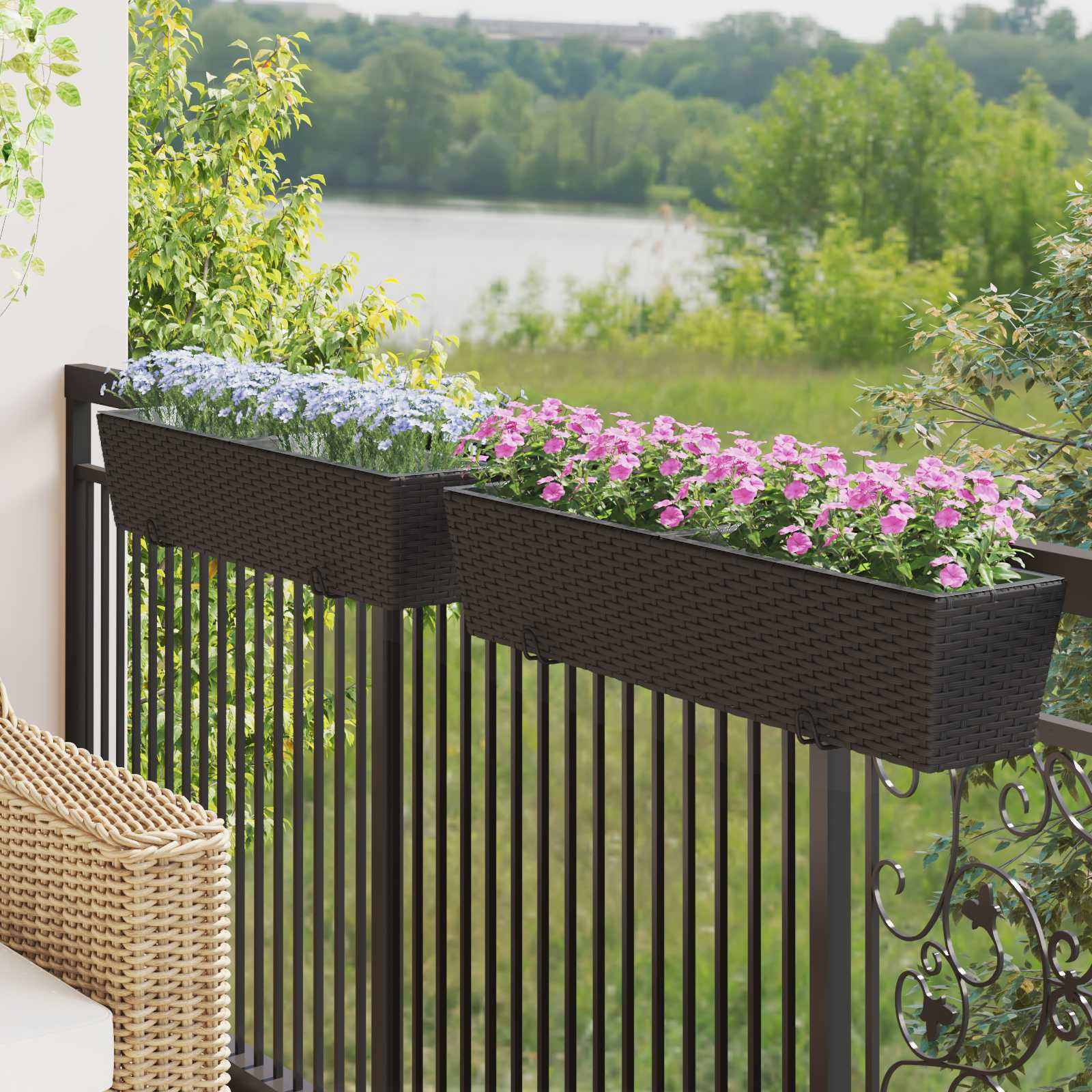 vidaXL Balkon 2 pcs 80 x 17 x 17 cm Metall