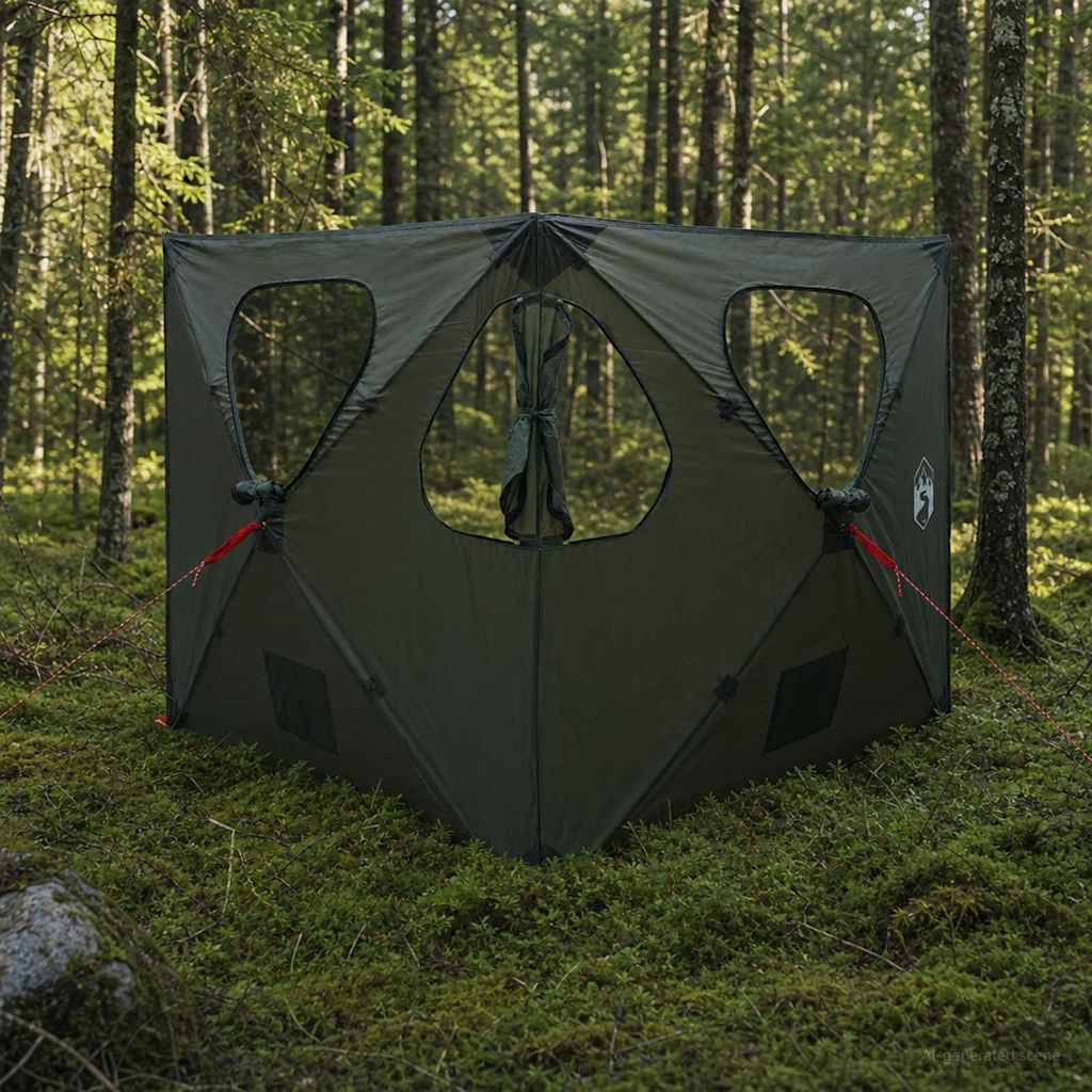 vidaXL Huntingzelt Olivegrün 145 x 145 x 150 cm Polyester und Stahl