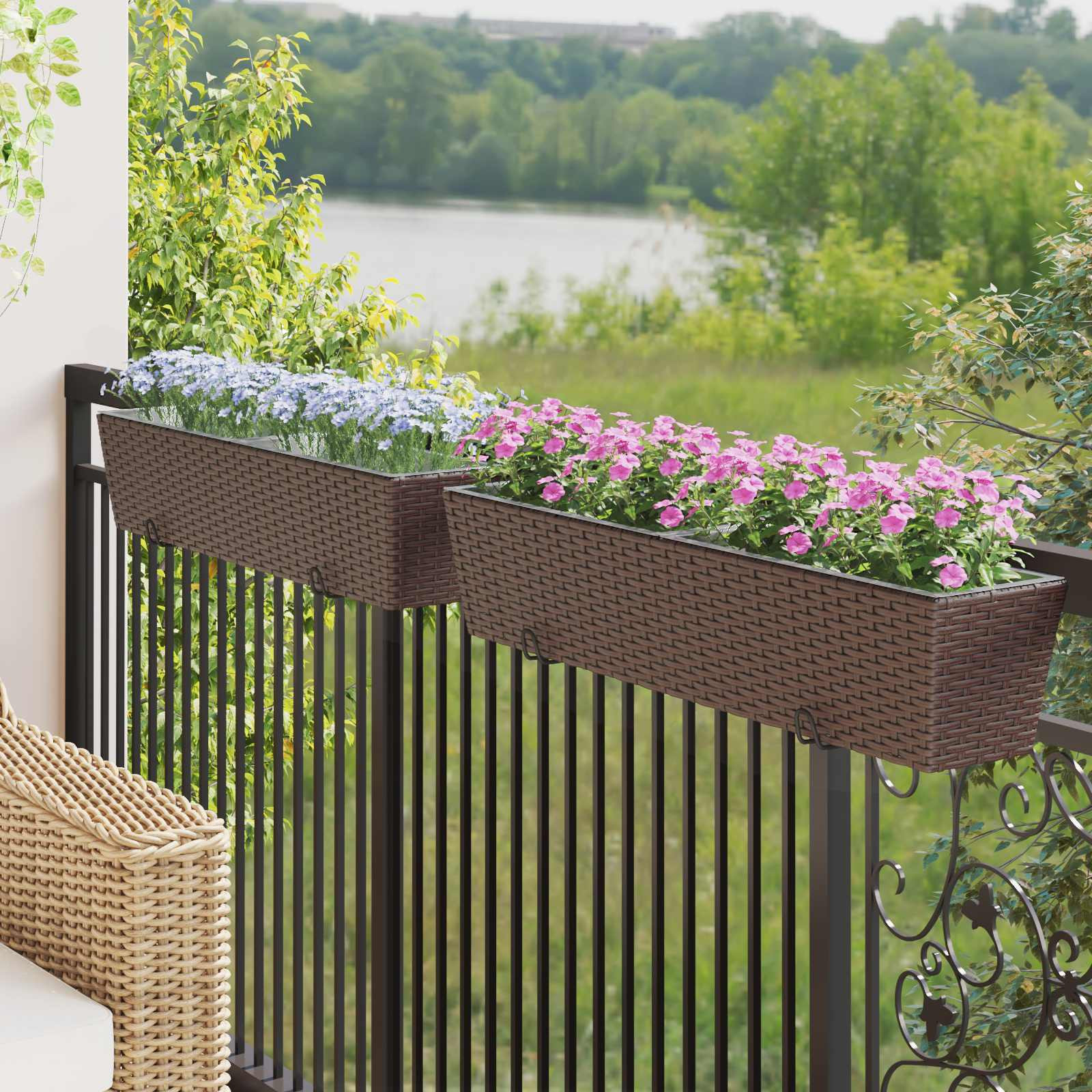 vidaXL Balkon 2 pcs 80 x 17 x 17 cm Metall