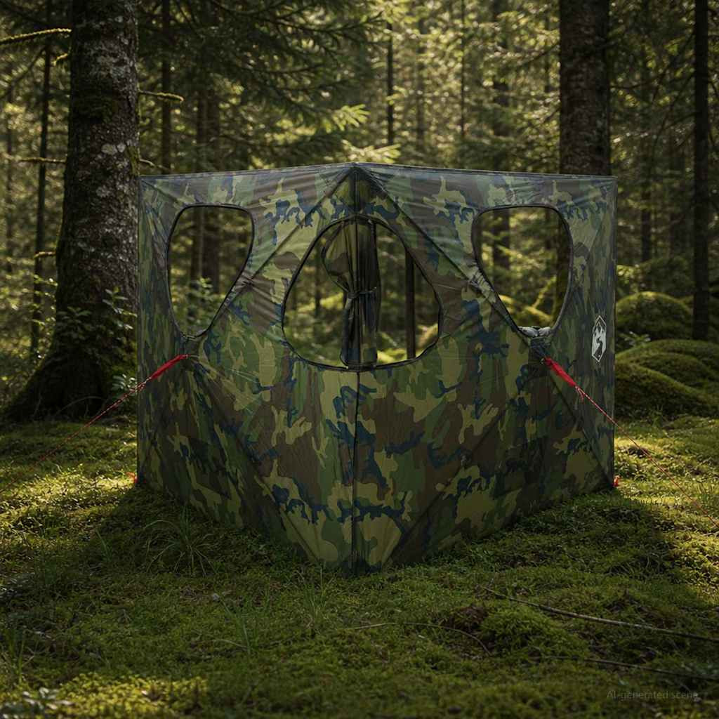 vidaXL Huntingzelt Tarnung 145 x 145 x 150 cm Polyester und Stahl
