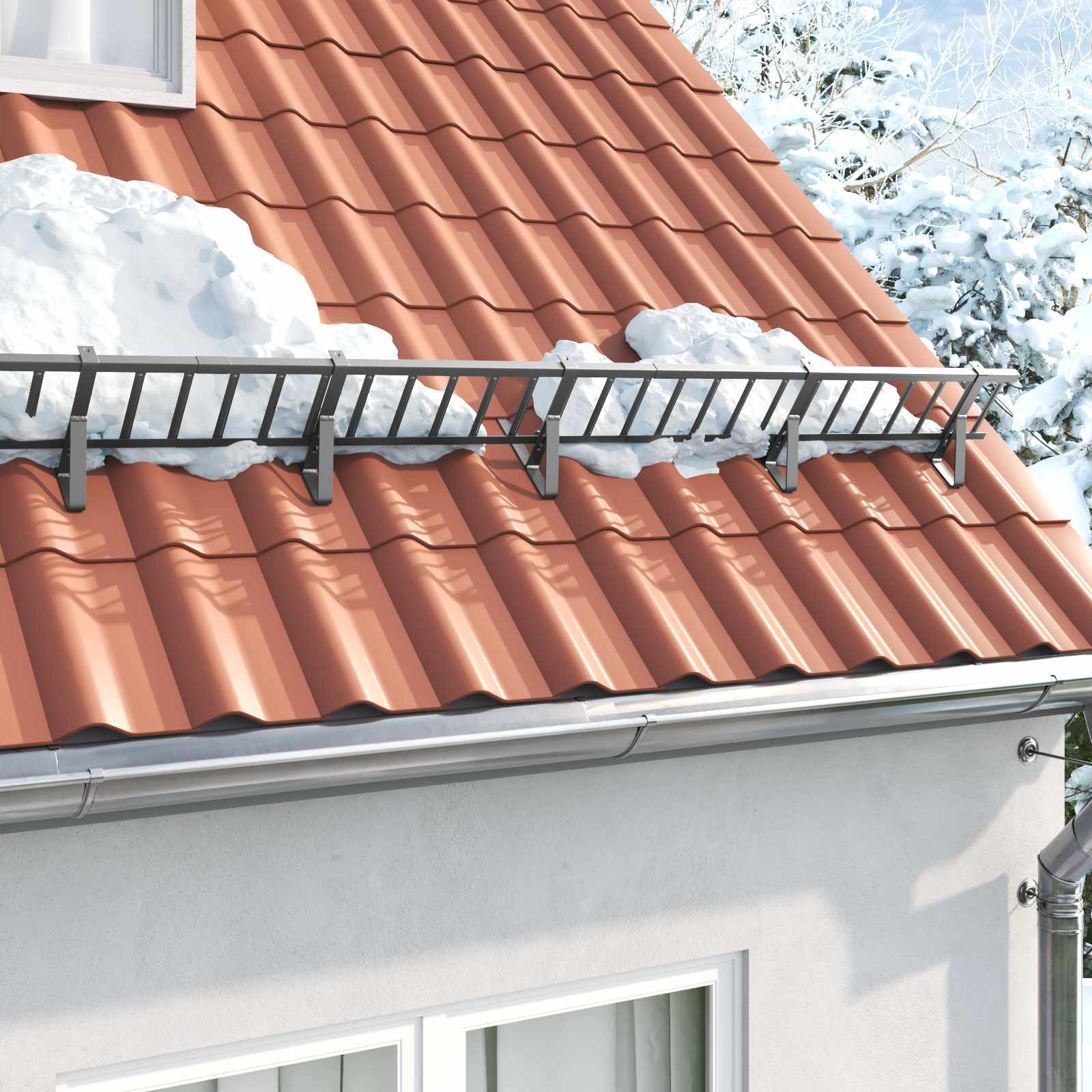 vidaXL Dachschneeschild Anthrazit 100 x 29,5 x 34,5 cm Stahl
