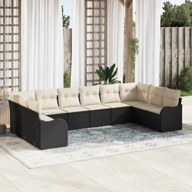 vidaXL Gartensofa-set Schwarz 344 x 177,5 x 85 cm Poly-Rattan
