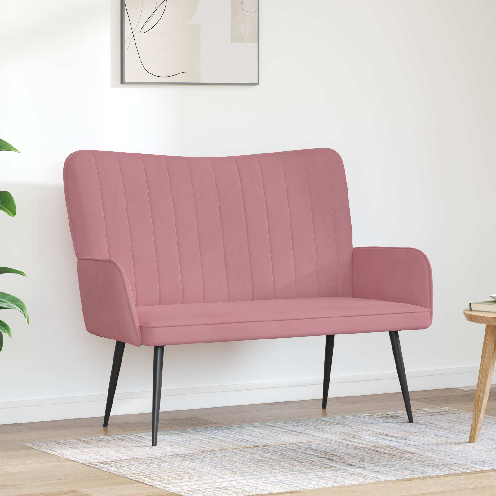 vidaXL 2-Sitzer Sofa Rosa 115 x 61 x 87 cm Samt