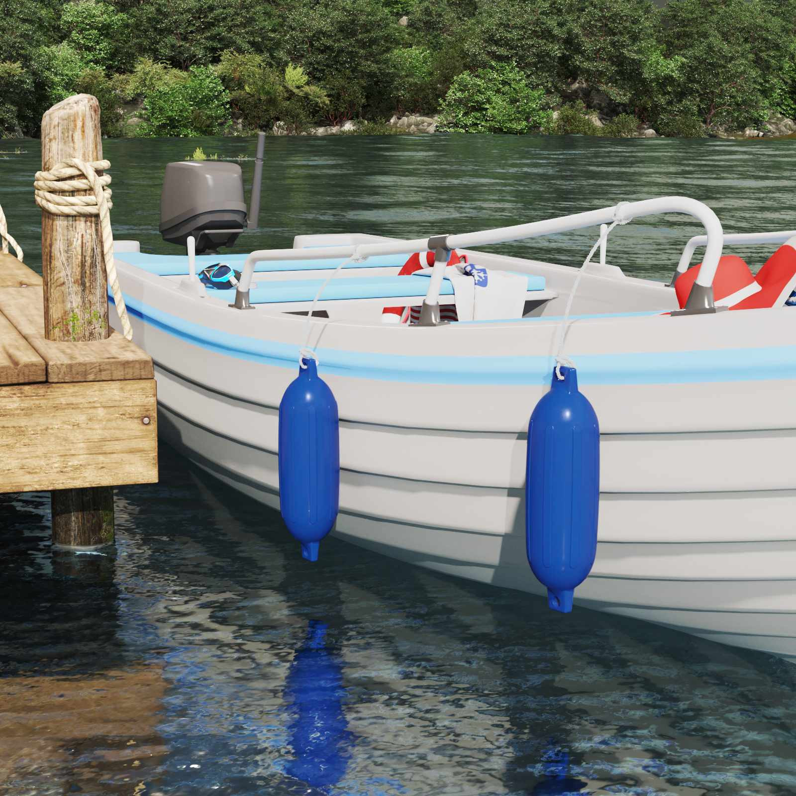 vidaXL Bootsfender 2 Stk. Ø 14 x 50 cm Blau PVC