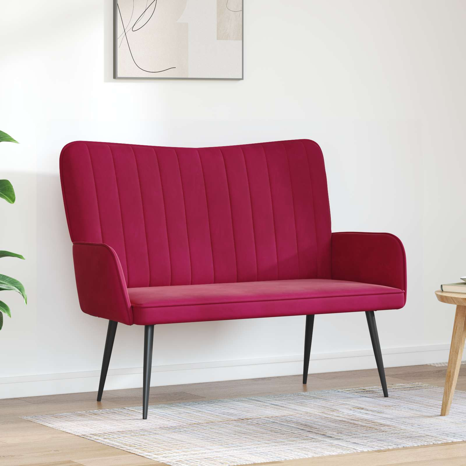 vidaXL 2-Sitzer Sofa Weinrot 115 x 61 x 87 cm Samt