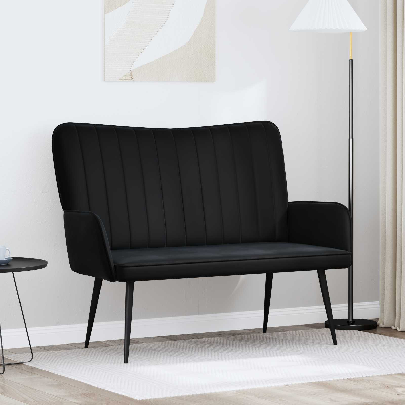 vidaXL 2-Sitzer Sofa Schwarz 115 x 61 x 87 cm Samt