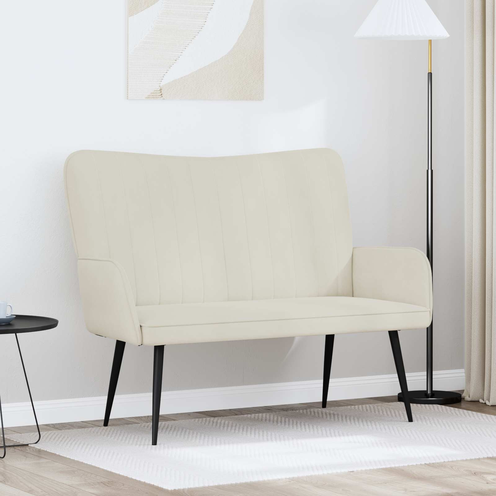 vidaXL 2-Sitzer Sofa Creme 115 x 61 x 87 cm Samt