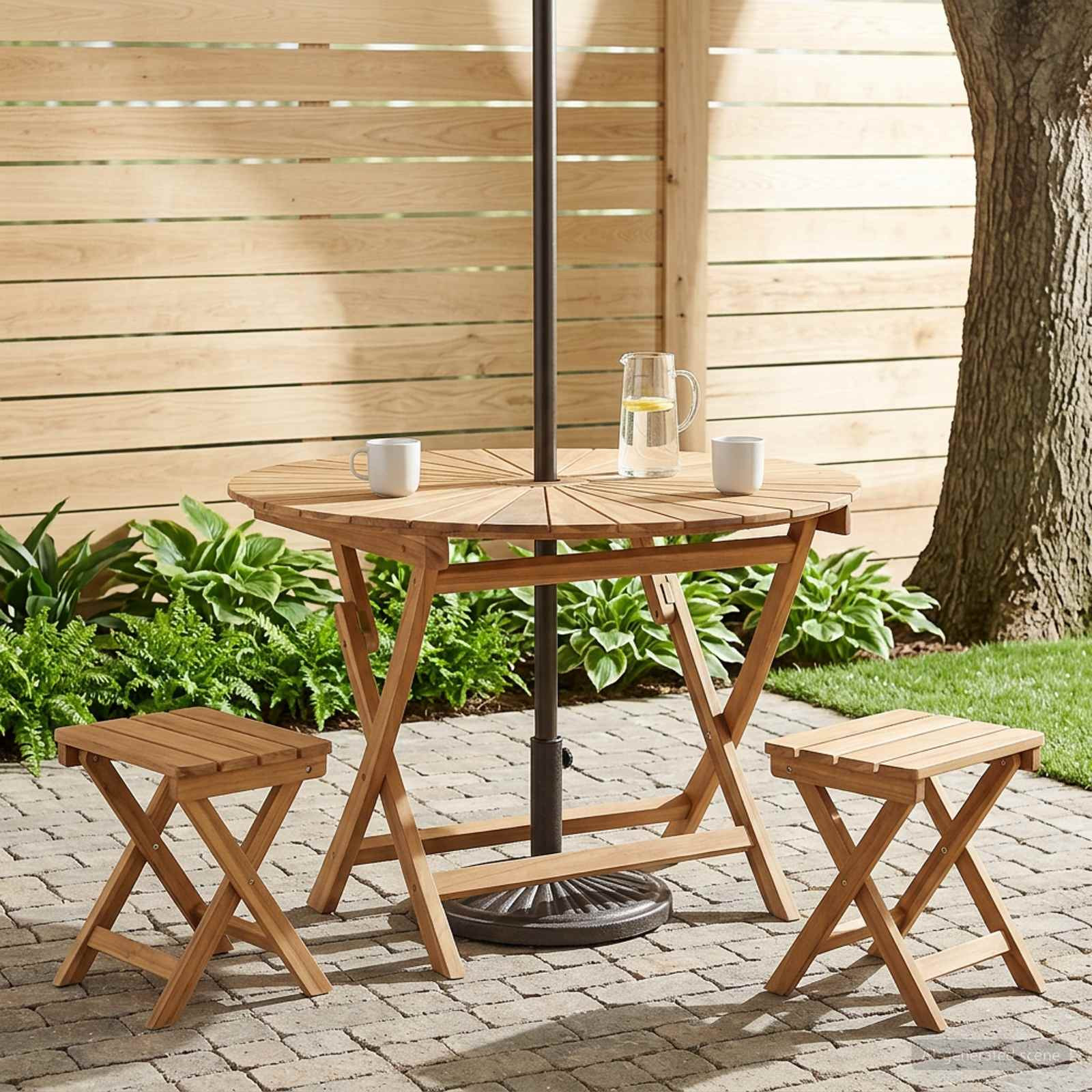 vidaXL Klappbarer Gartentisch Natur Ø 110 x 75 cm Massivholz Teak