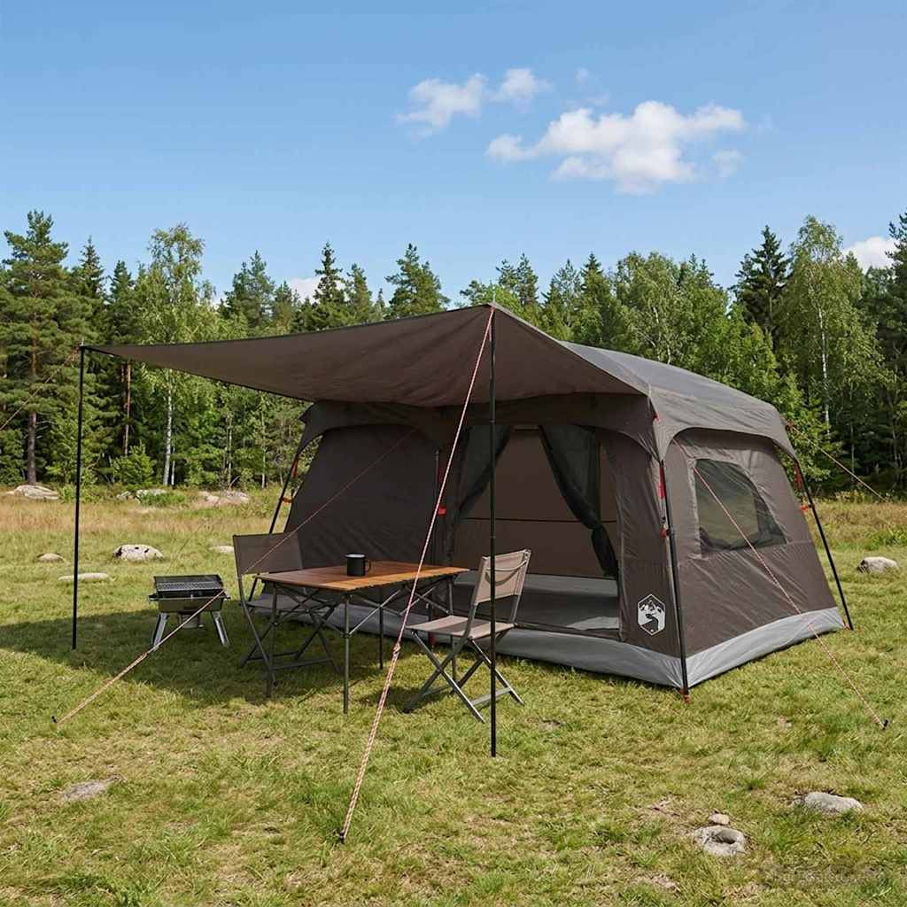 vidaXL Familienzelt Braun Grau 420 x 305 x 200 cm Polyester und Stahl