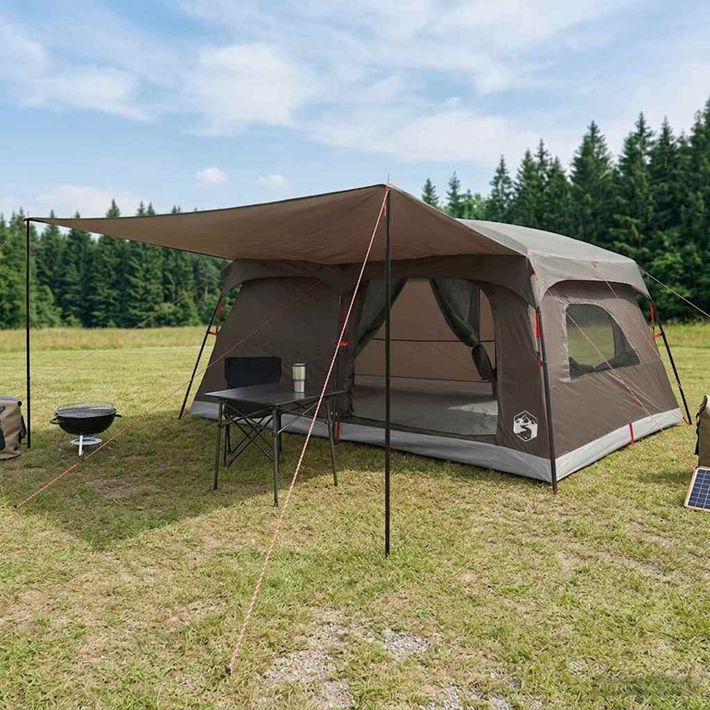 vidaXL Familienzelt Braun Grau 500 x 400 x 230 cm Polyester und Stahl