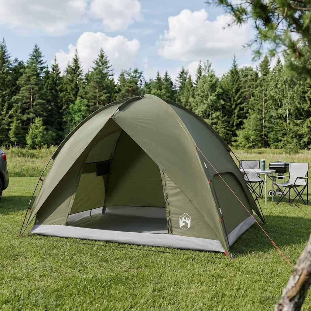 vidaXL Campingzelt mit Regenhaube wasserdicht Kuppel Olive Grün