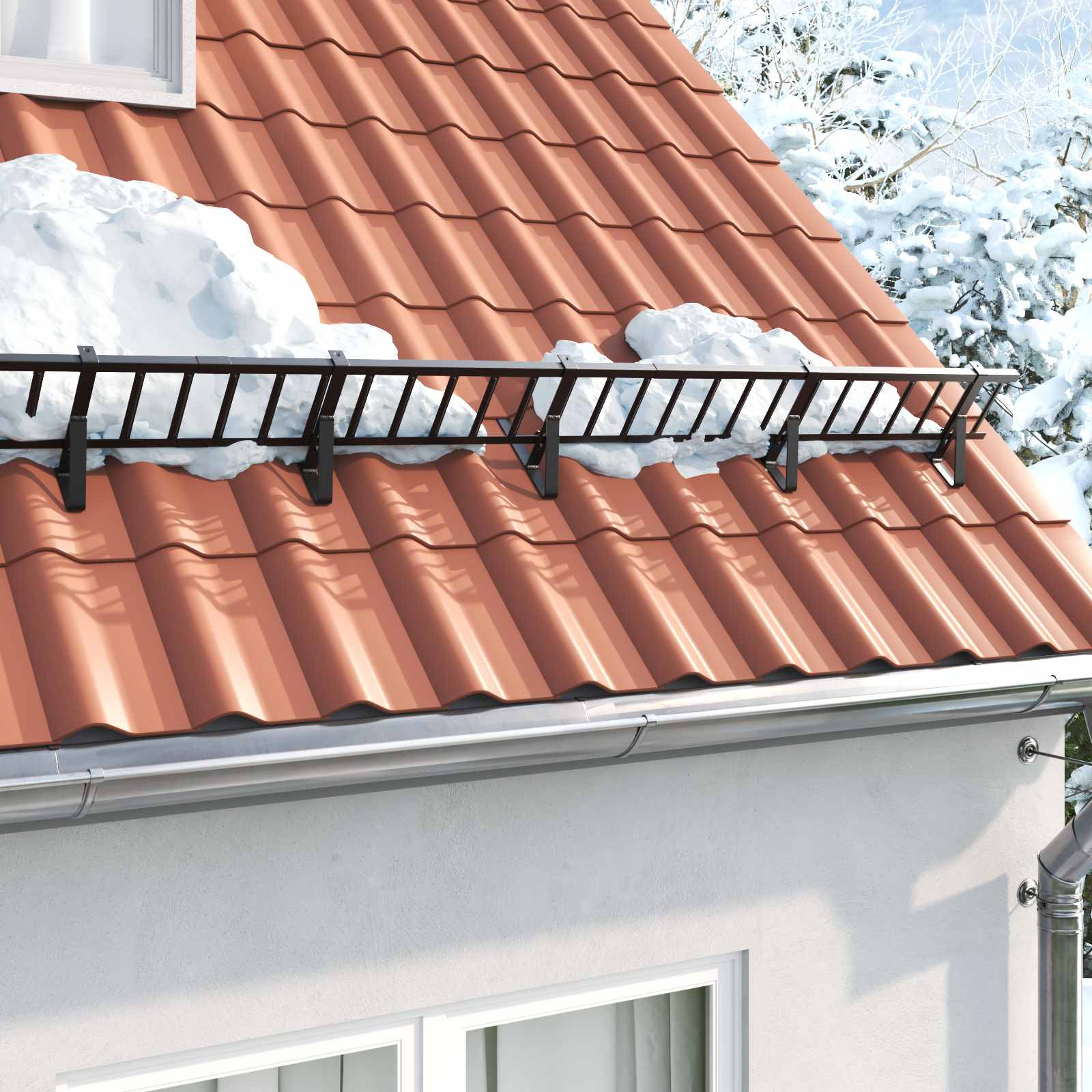vidaXL Schneewächter Unterstützung 2 pcs Schwarz 29,5 x 3 x 34,5 cm