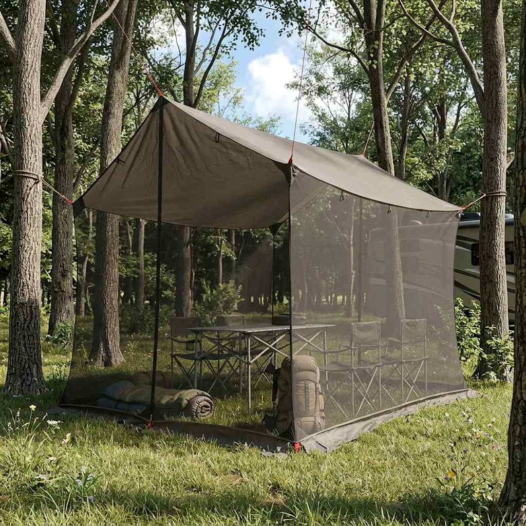 vidaXL Camping-Tarp mit Netzwänden Braun Grau 270 x 210 x 210 cm