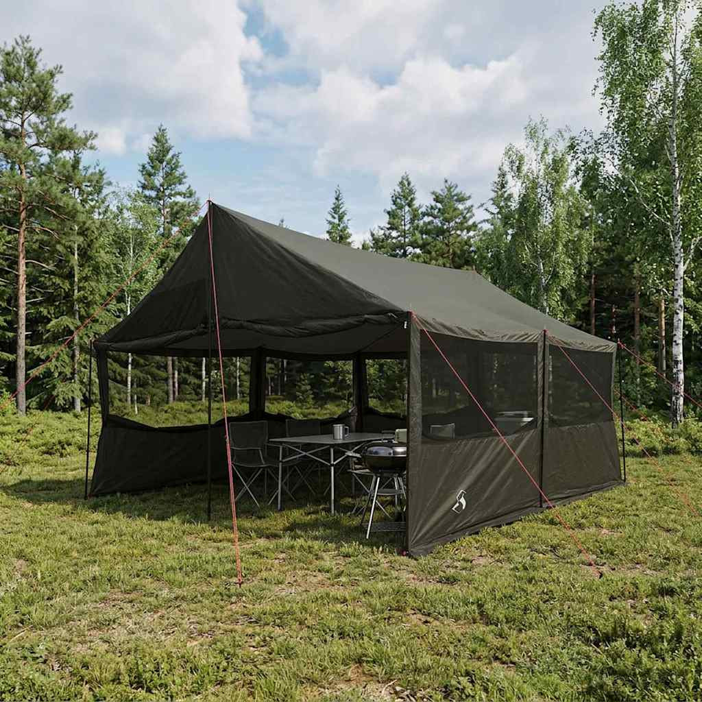 vidaXL Familienzelt Braun grau 450 x 400 x 265 cm Polyester und Stahl