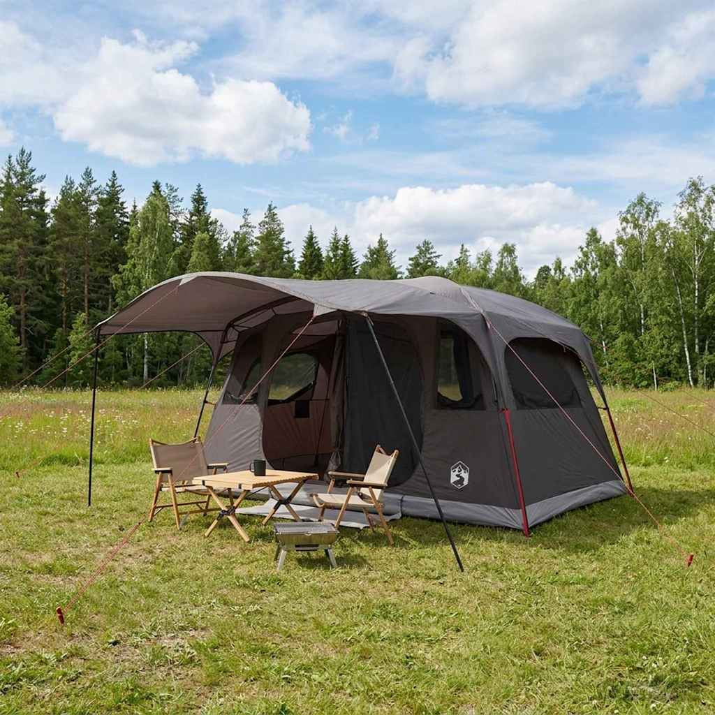 vidaXL Tunnelzelt Braun Grau 427 x 305 x 205 cm Polyester und Stahl