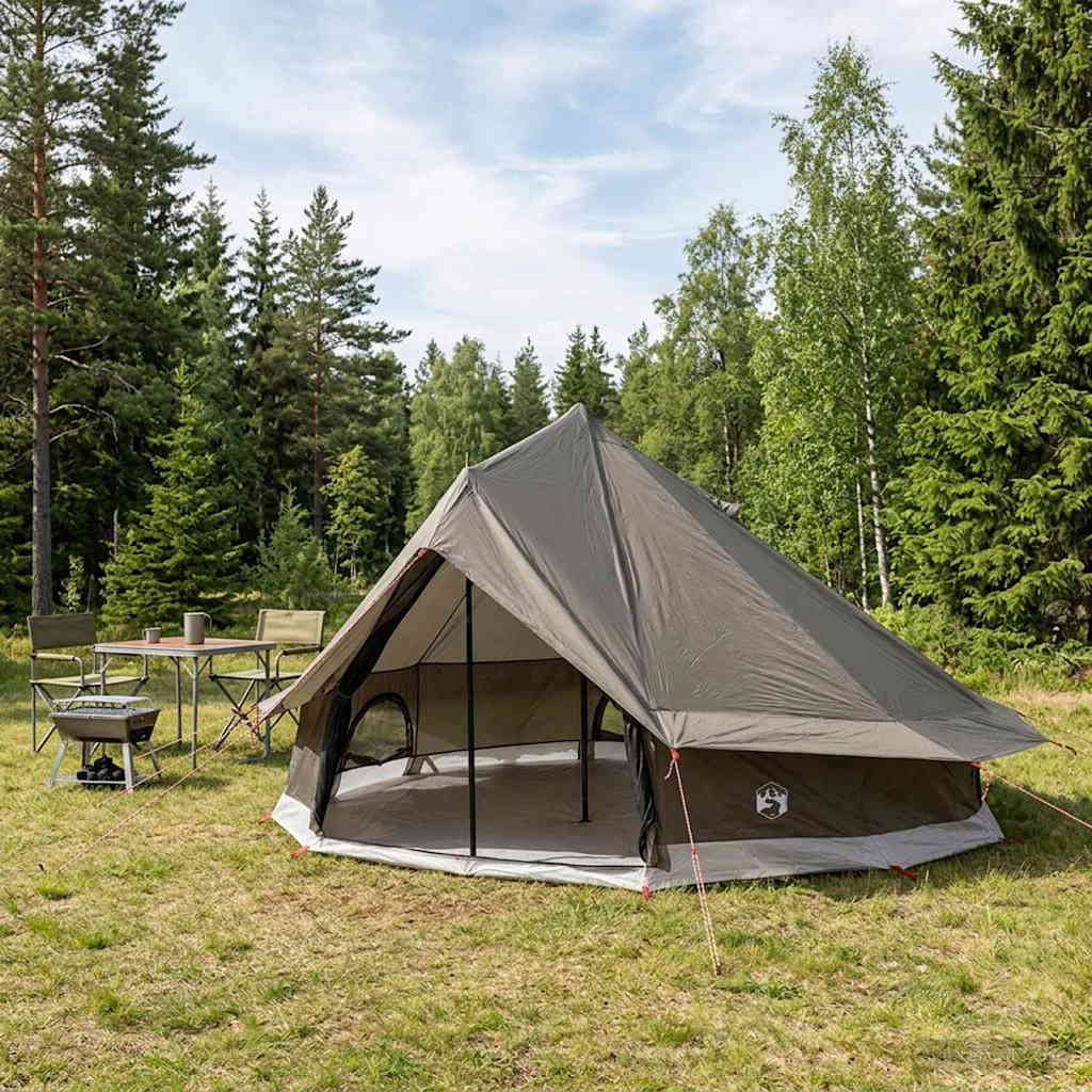 vidaXL Tipi Zelt Braun Grau 700 x 700 x 395 cm Polyester und Stahl