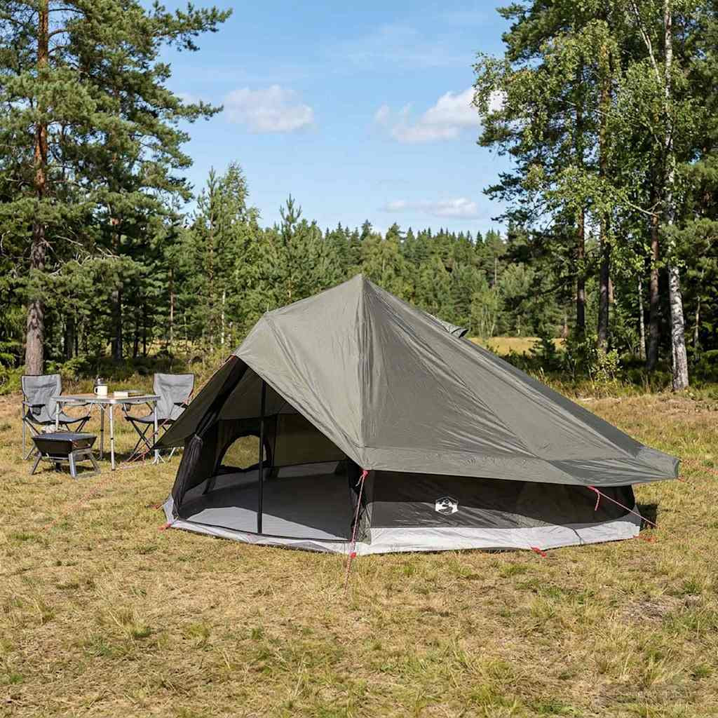 vidaXL Tipi Zelt Braun Grau 800 x 800 x 430 cm Polyester und Stahl