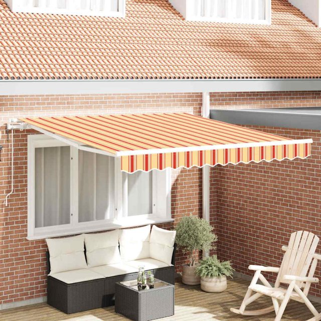 vidaXL Ausziehbare Markise Gelb und Orange 350 x 250 cm
