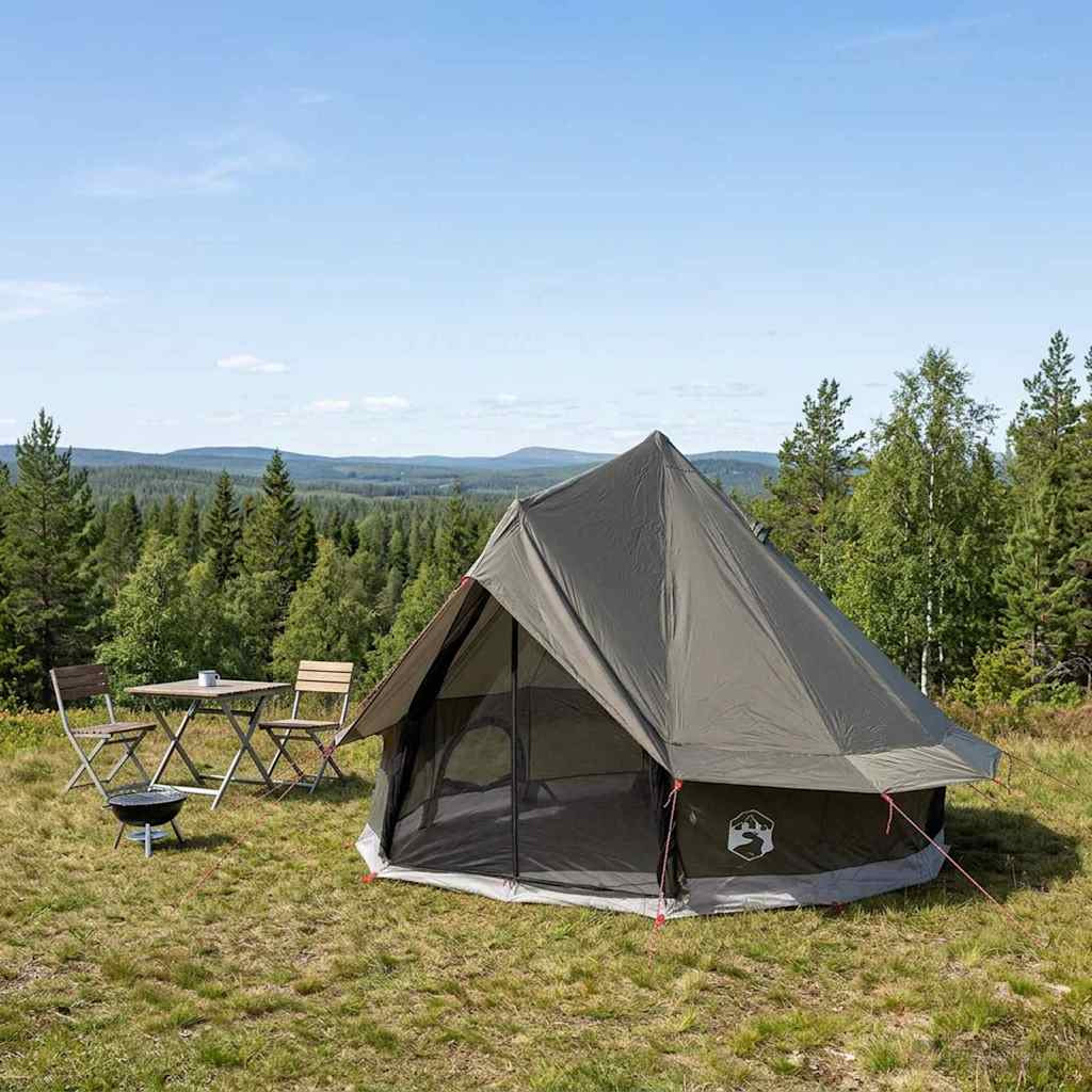 vidaXL Tipi Zelt mit Dach Braun Grau 250 x 250 cm Polyester und Stahl
