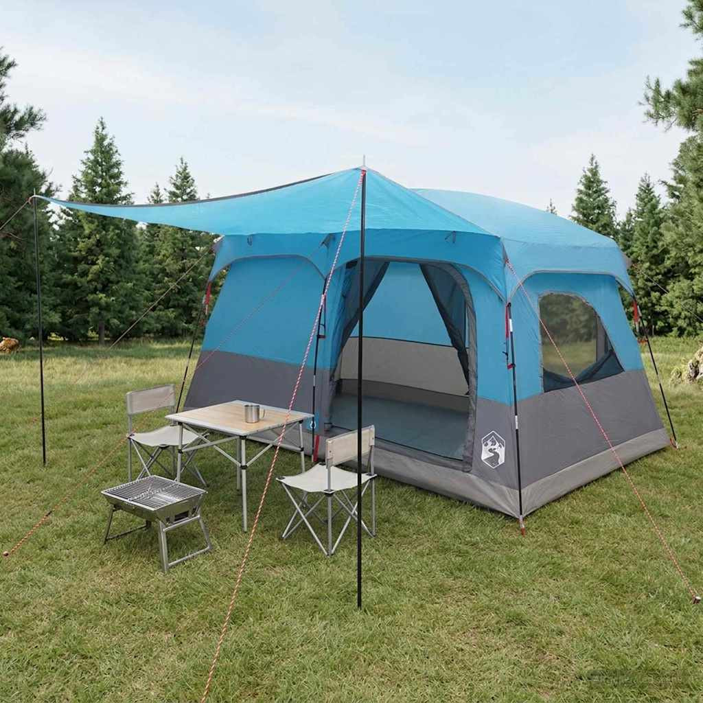 vidaXL Familienzelt mit Dach Blau 320 x 210 x 180 cm Polyester