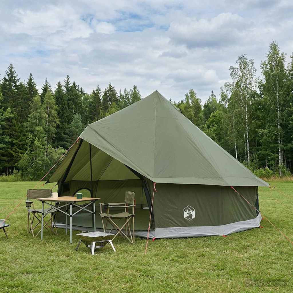 vidaXL Tipi Zelt Olive Grün 300 x 300 x 200 cm Polyester und Stahl