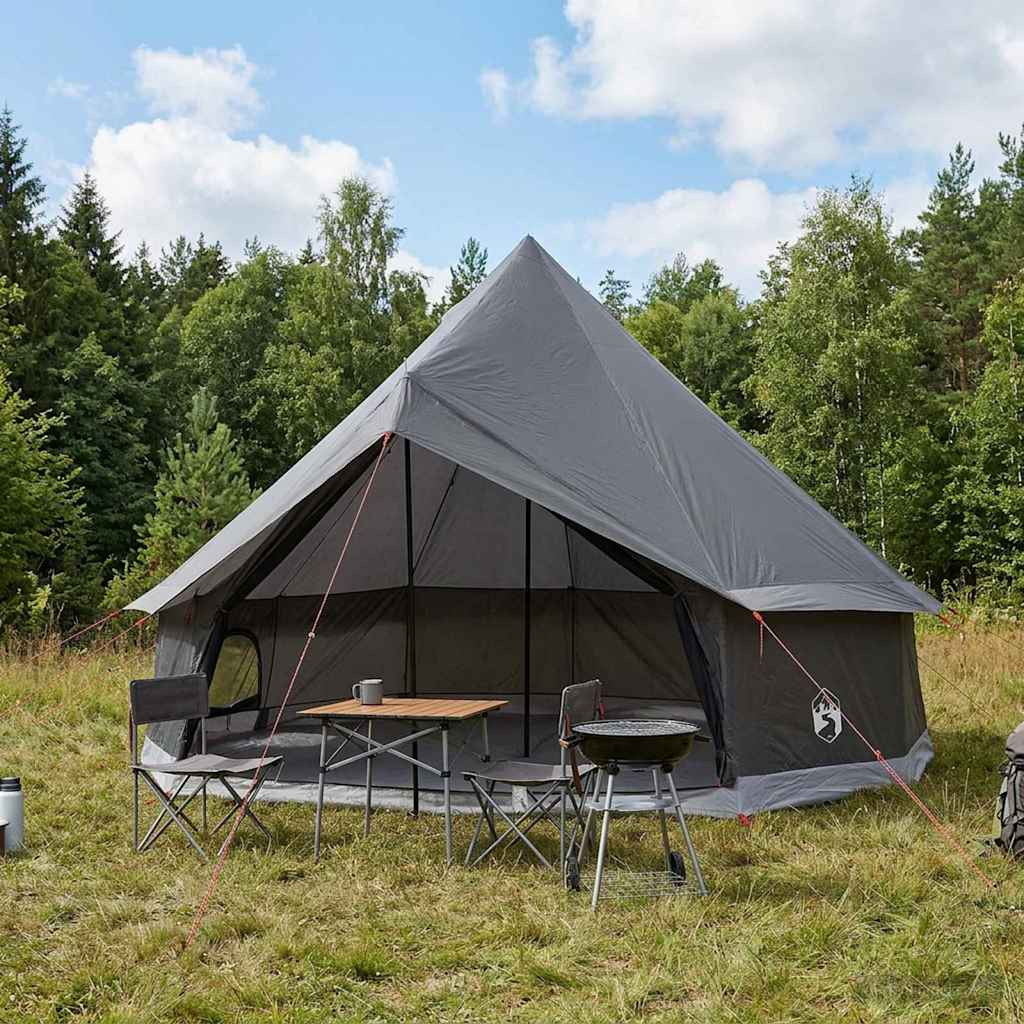 vidaXL Tipi Zelt Braun Grau 300 x 300 x 200 cm Polyester und Stahl