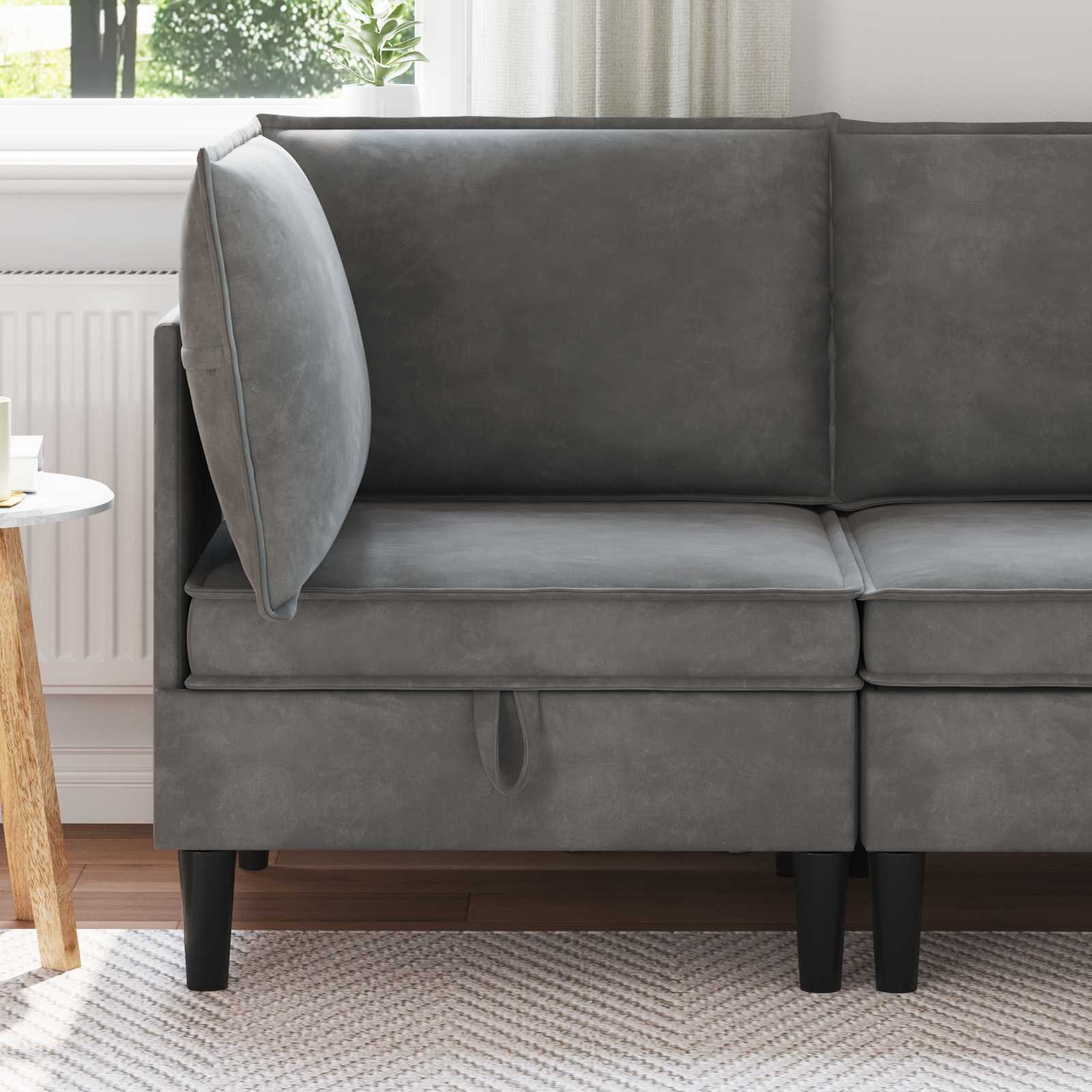 vidaXL Sofa mit Stauraum Dunkelgrau Samt
