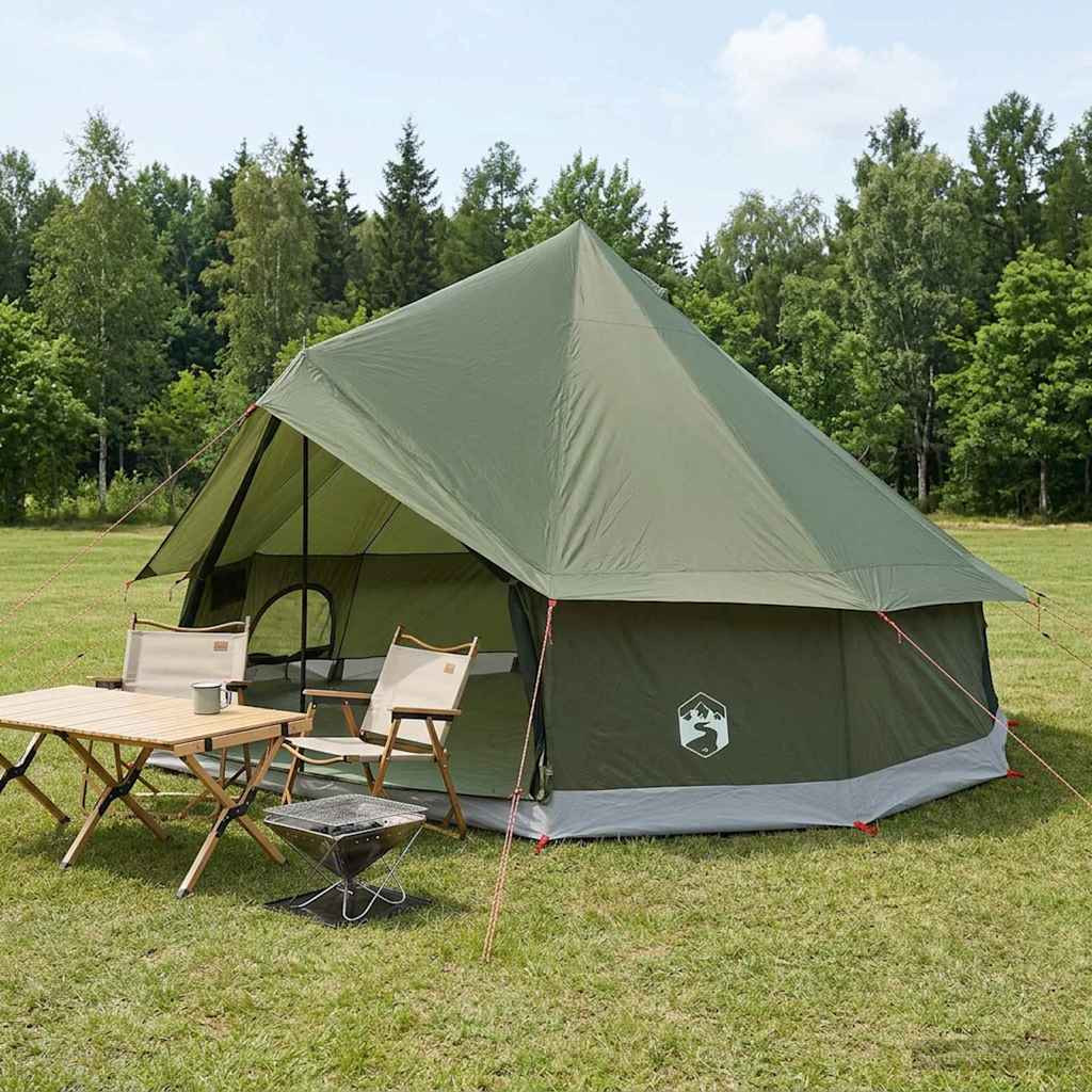 vidaXL Tipi Zelt Olive Grün 400 x 400 x 250 cm Polyester und Stahl
