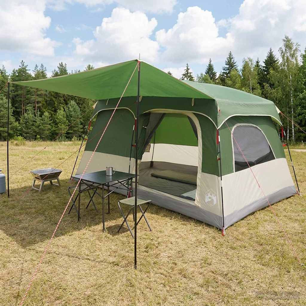 vidaXL Familienzelt mit Dach Grün 380 x 260 x 190 cm Polyester