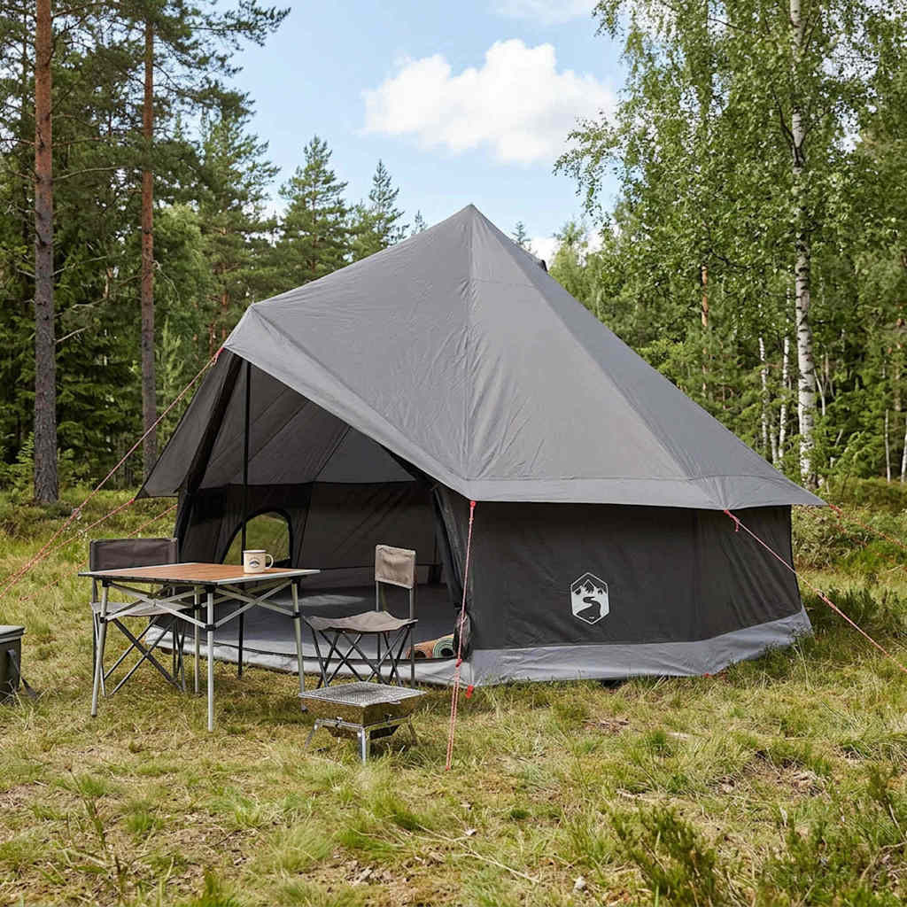 vidaXL Tipi Zelt Braun Grau 400 x 400 x 250 cm Polyester und Stahl