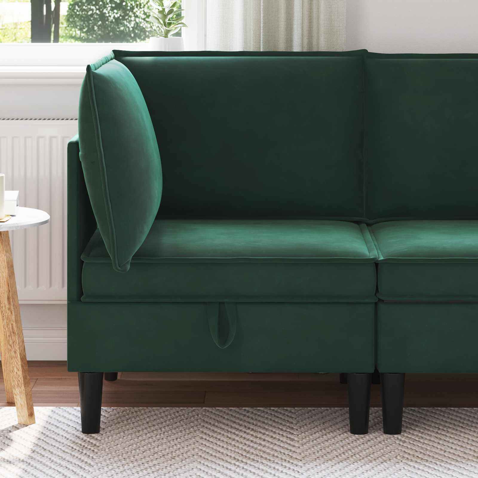 vidaXL Sofa mit Stauraum Dunkelgrün Samt