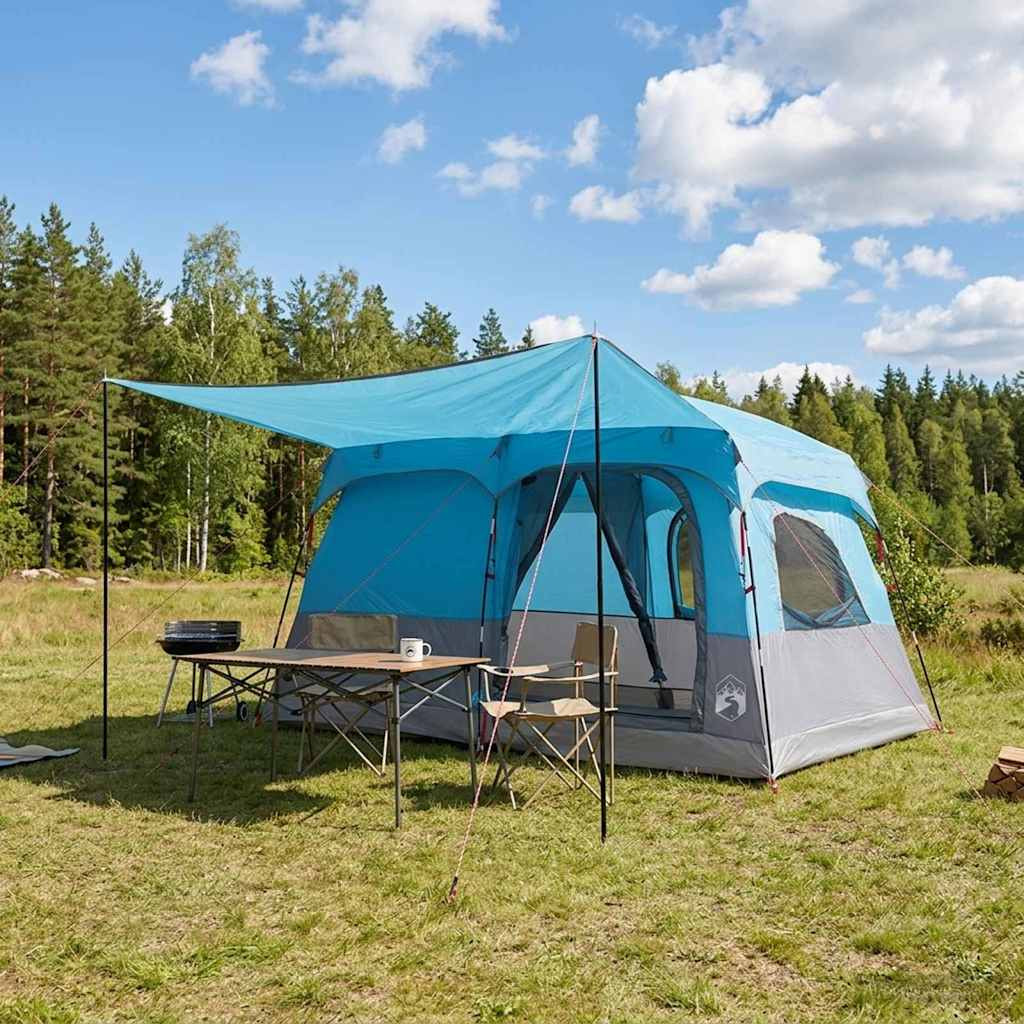 vidaXL Familienzelt mit Dach Blau 380 x 260 x 190 cm Polyester