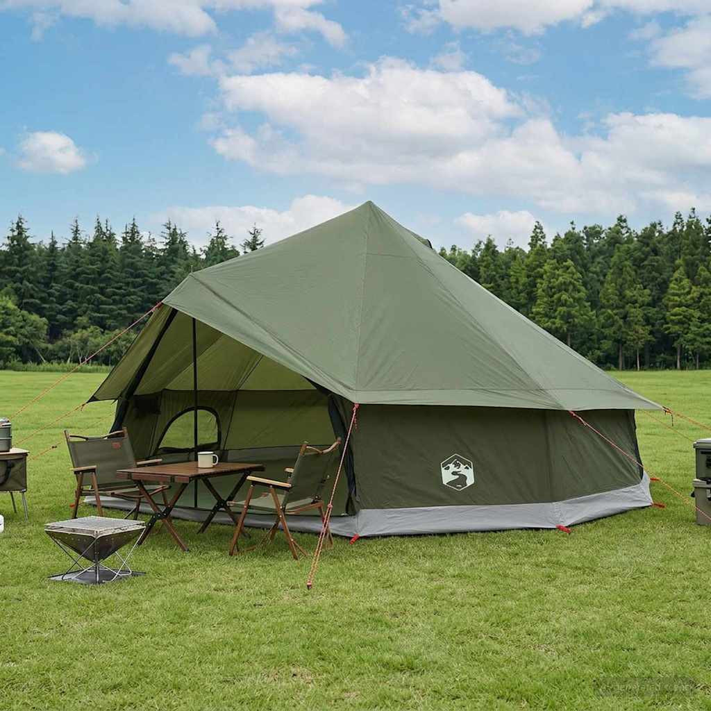 vidaXL Tipi Zelt Olive Grün 600 x 600 x 350 cm Polyester und Stahl