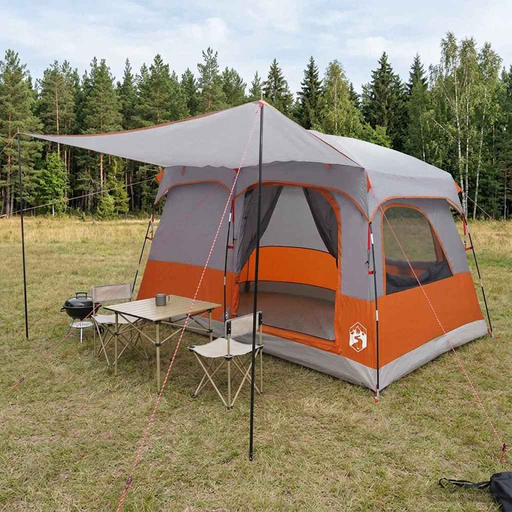 vidaXL Familienzelt Grau und Orange 380 x 260 x 190 cm Polyester