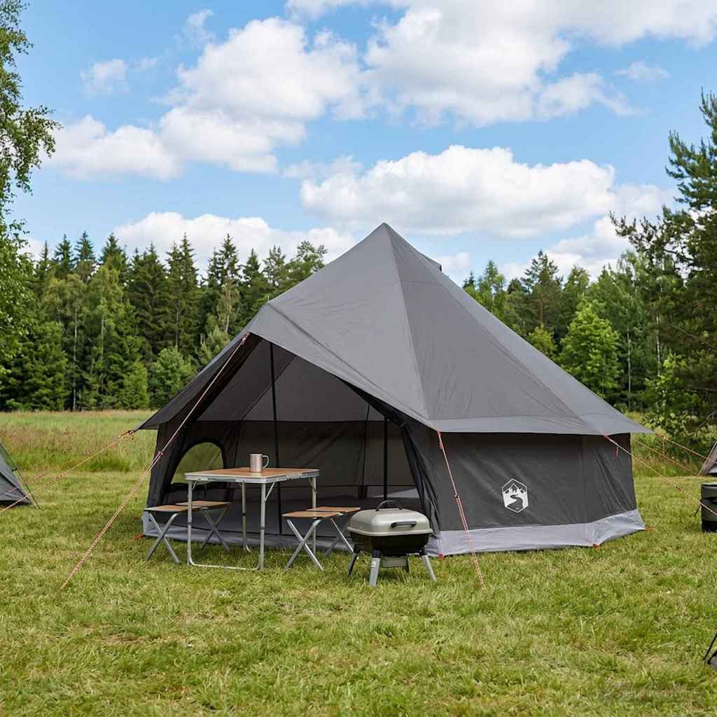 vidaXL Tipi Zelt Braun Grau 600 x 600 x 350 cm Polyester und Stahl