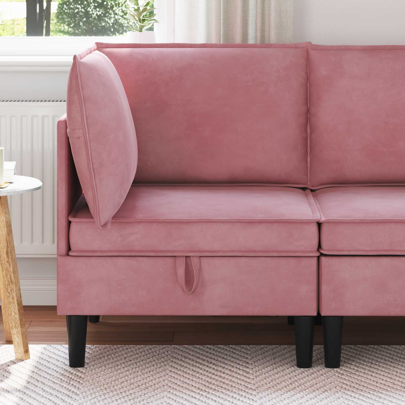 vidaXL Sofa mit Stauraum Rosa Samt