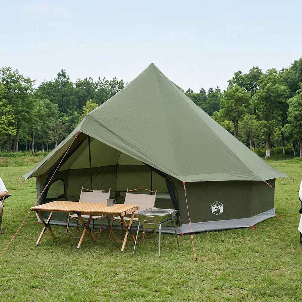 vidaXL Tipi Zelt Olive Grün 500 x 500 x 300 cm Polyester und Stahl