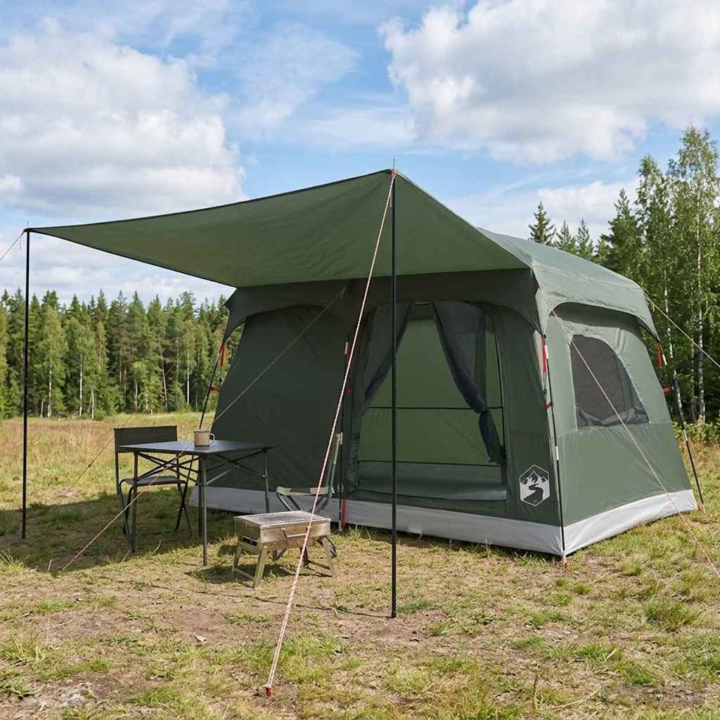 vidaXL Familienzelt mit Dach Olivegrün 380 x 260 x 190 cm Polyester