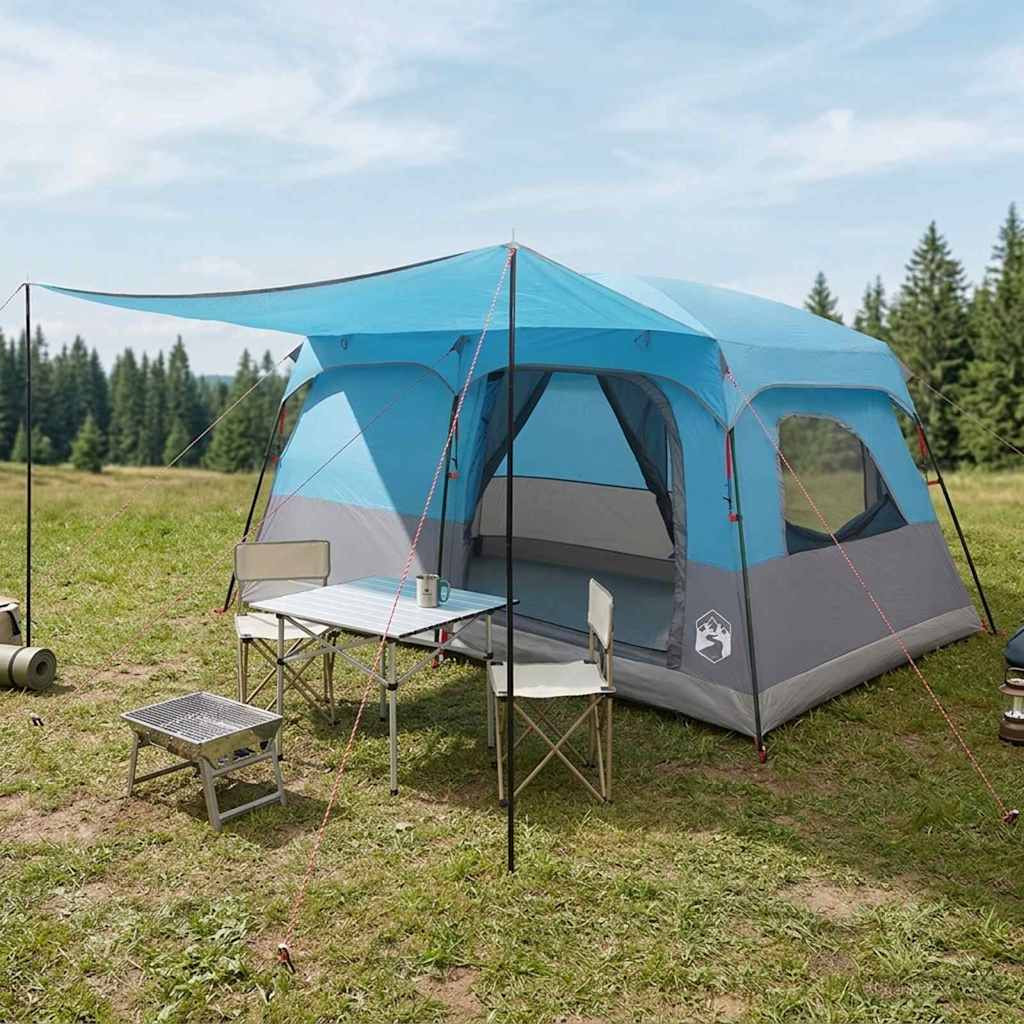 vidaXL Familienzelt Blau 420 x 305 x 200 cm Polyester und Stahl